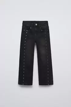 Джинсы бутк-кат с заклепками ZARA, черный