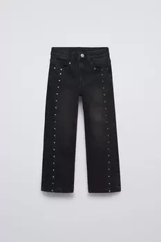 Джинсы бутк-кат с заклепками ZARA, черный