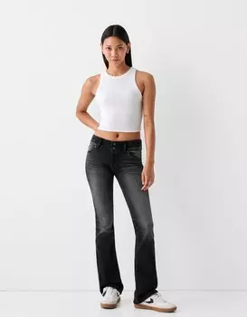 Джинсы-Буткат с низкой талией Bershka, черный