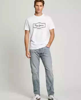 Джинсы Byron мужские прямого кроя с эффектом потертости Pepe Jeans, серый
