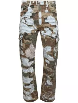 Джинсы Camo Boro Repair прямого кроя AMIRI, синий