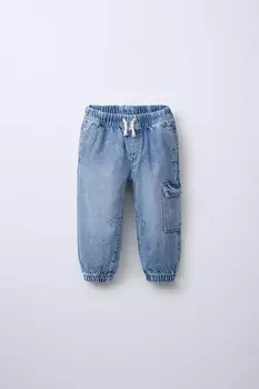 Джинсы cargo jogger ZARA, синий