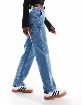 Джинсы Carhartt WIP прямого кроя с принтом в отбеленном виде