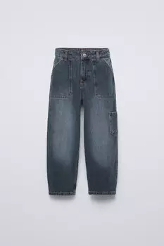 Джинсы carpenter с карманами ZARA, темно-синий