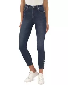 Джинсы CeCe с отделкой из жемчуга, брюки классического кроя, синий