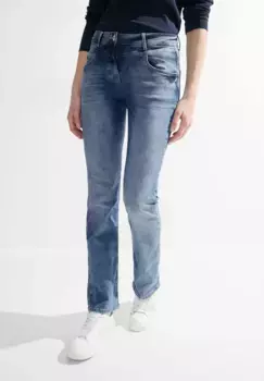 Джинсы Cecil bootcut "Торонто" с кожаным значком, цвет Authentic Used Wash
