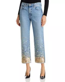 Джинсы Champagne High Rise Straight Leg с золотой отделкой FRAME