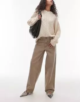 Джинсы Cinch с низкой посадкой цвета латте-коричневый Topshop