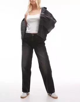 Джинсы Cinch с низкой посадкой Hose Glass глубокого черного цвета Topshop