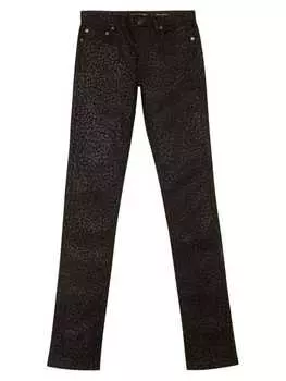 Джинсы Cкинни Saint Laurent со средней посадкой и леопардовым принтом, черный