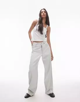 Джинсы Column средней посадки с белым покрытием, отбеленные Topshop