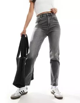 Джинсы Comfort Mom цвета стираный серый Pull&Bear