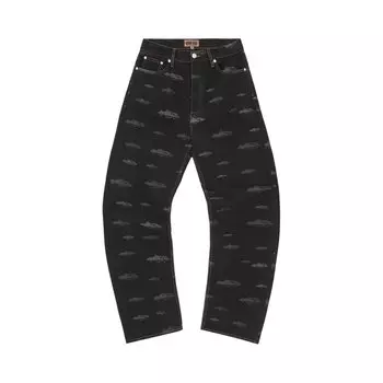 Джинсы Corteiz Alcatraz Pattern Denim Jeans, черный