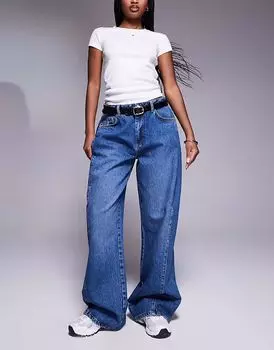 Джинсы Couture Club с широкими штанинами и регулируемыми складками в винтажном синем цвете The Couture Club