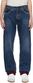 Джинсы цвета индиго с потертостями Maison Margiela