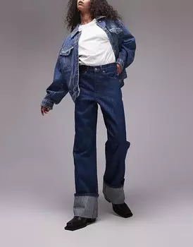 Джинсы цвета индиго с селвидж-манжетами Topshop