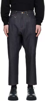 Джинсы цвета индиго со змеиной нашивкой Uniform Experiment