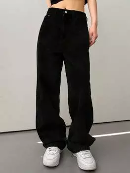 Джинсы DAZY, однотонные, широкие штанины, черный цвет