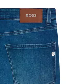 Джинсы Delaware slim fit из голубого денима с кашемировым эффектом Boss, синий