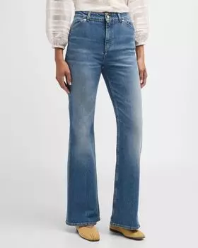 Джинсы Denim Love с завышенной талией и расклешенными штанинами DOROTHEE SCHUMACHER, цвет Denim