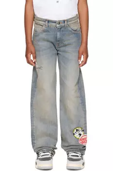Джинсы детские синие с нашивками Station Straight AMIRI