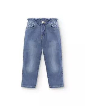 Джинсы девушки присборенные на талии синего цвета Charanga, синий