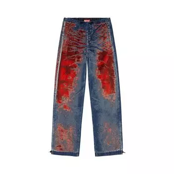 Джинсы Diesel Mixed Fabric Relaxed Jeans 'Red', красный