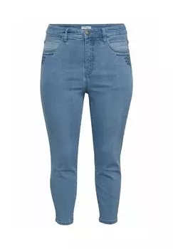 Джинсы длиной 7/8 с вышивкой спереди sheego, цвет Light Blue Used Denim
