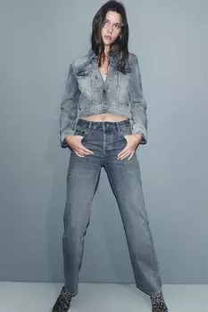Джинсы длины средней талии ZARA, выцветший синий