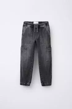 Джинсы для бега трусцой с карманами ZARA, цвет Mid-grey