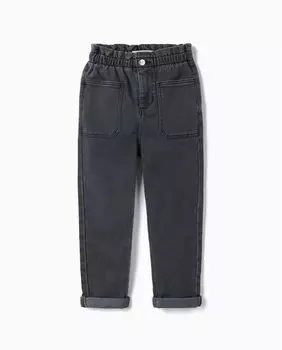 Джинсы для девочки с эластичной талией и карманами Zippy, темно-серый