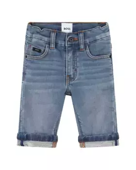Джинсы для мальчика однотонного синего цвета BOSS Kidswear