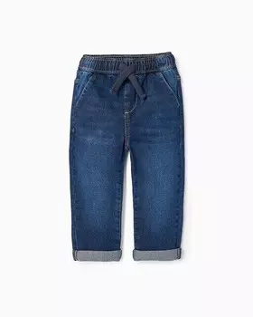 Джинсы для мальчика с эластичной резинкой на талии и кулиской Zippy, темно-синий