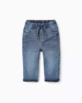 Джинсы для мальчика с эластичной резинкой на талии и кулиской Zippy, синий