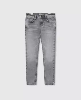 Джинсы для мальчика серого цвета с эффектом потертости Pepe Jeans, светло-серый