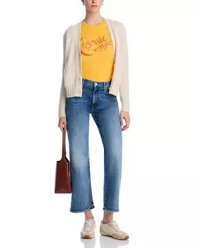 Джинсы до щиколотки MOTHER со средней посадкой в цвете Toil and Trouble, синий