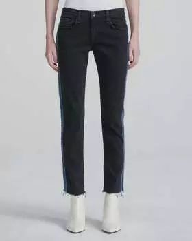 Джинсы Dre Low Rise Stretch Ankle с полосками по бокам черного цвета rag & bone
