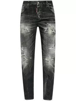 Джинсы DSQUARED2 с эффектом потертости, черный