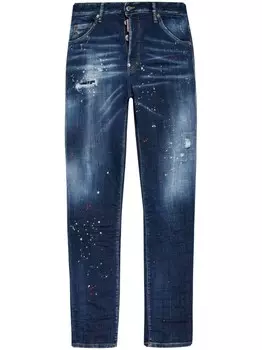 Джинсы DSQUARED2 с брызгами краски, синий