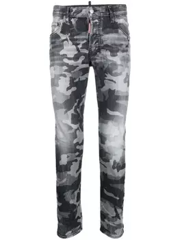 Джинсы DSQUARED2 с камуфляжным принтом, расклешенные, серый