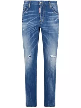 Джинсы Dsquared2 с потертостями и зауженными джинсами, синий