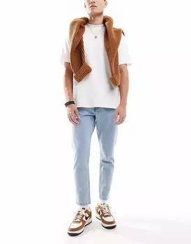 Джинсы DTT жесткие укороченные зауженные светло-голубого цвета Don't Think Twice