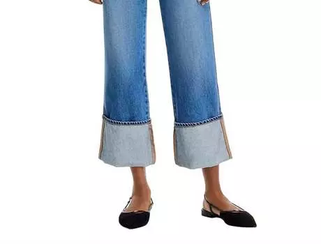 Джинсы Dylan High Rise Straight Leg Cuff с манжетами в Seaside Water Veronica Beard