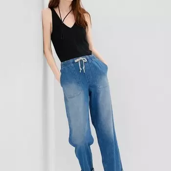 Джинсы easy-fit с завязками на шнурке Gap, синий