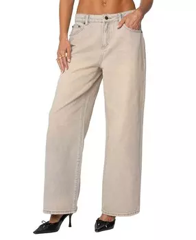 Джинсы Edikted Dusty с низкой посадкой, коричневый/бежевый