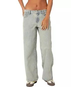 Джинсы Edikted Petite Magda с низкой посадкой кислотной стирки, синий