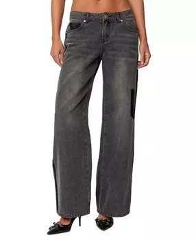 Джинсы Edikted с контрастными карманами и низкой посадкой, черный