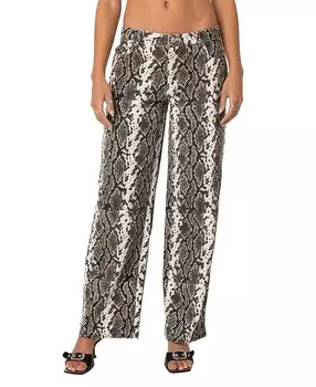 Джинсы Edikted с низкой посадкой и принтом в виде змеиной чешуи, мультиколор