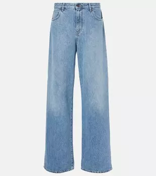 Джинсы Eglitta с низкой посадкой и широкими штанинами The Row, цвет light indigo