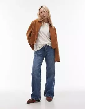 Джинсы Ember Petite с низкой посадкой, средне-синего цвета Topshop